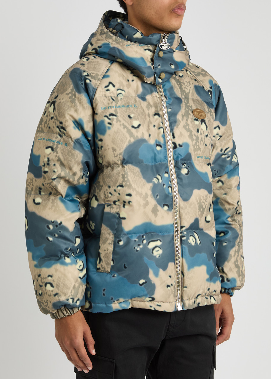 Aape Camouflage-print Quilted Shell Jacket In Beige