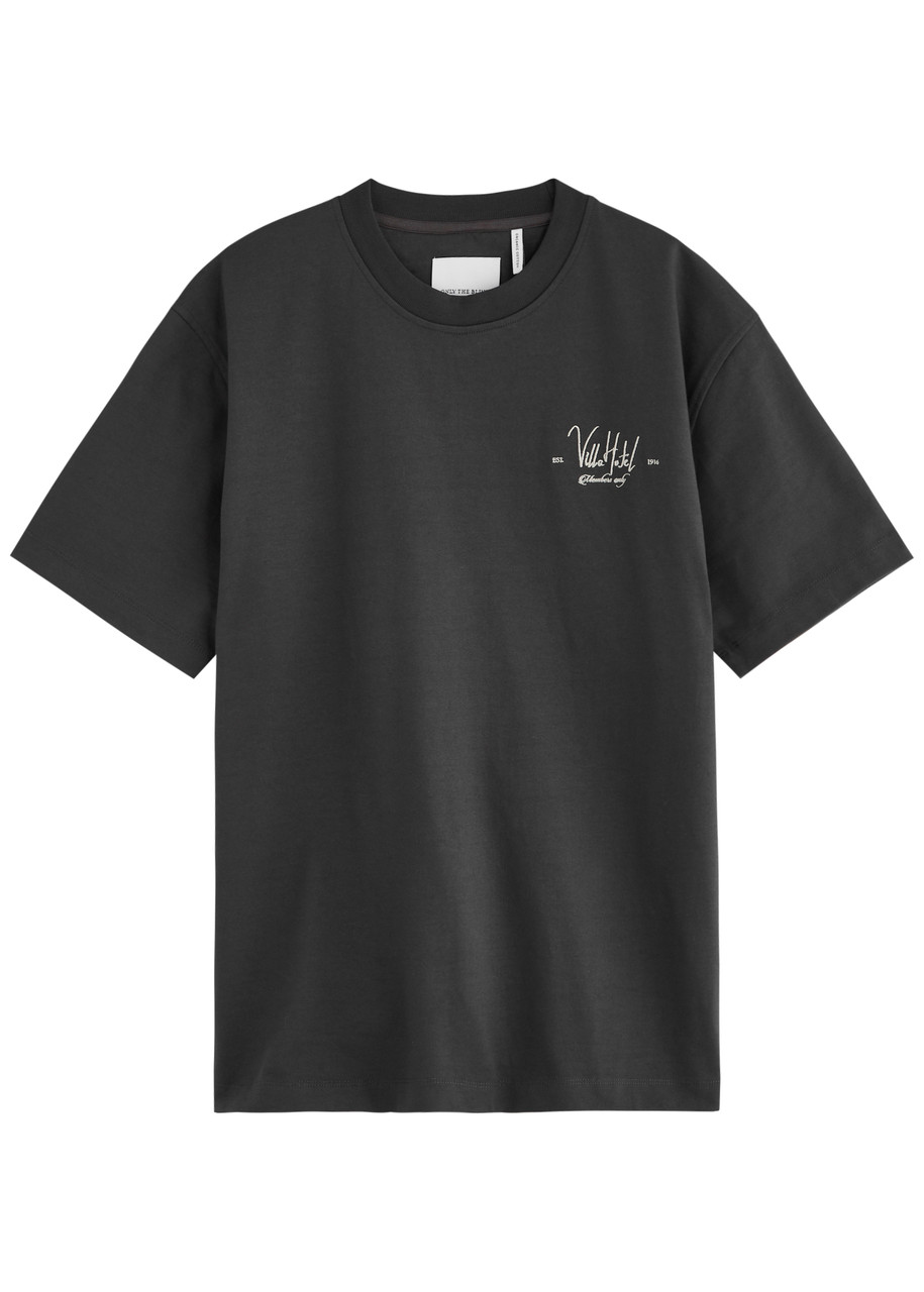 Only The Blind Villa Hotel Embroidered Cotton T-shirt - Grey - S