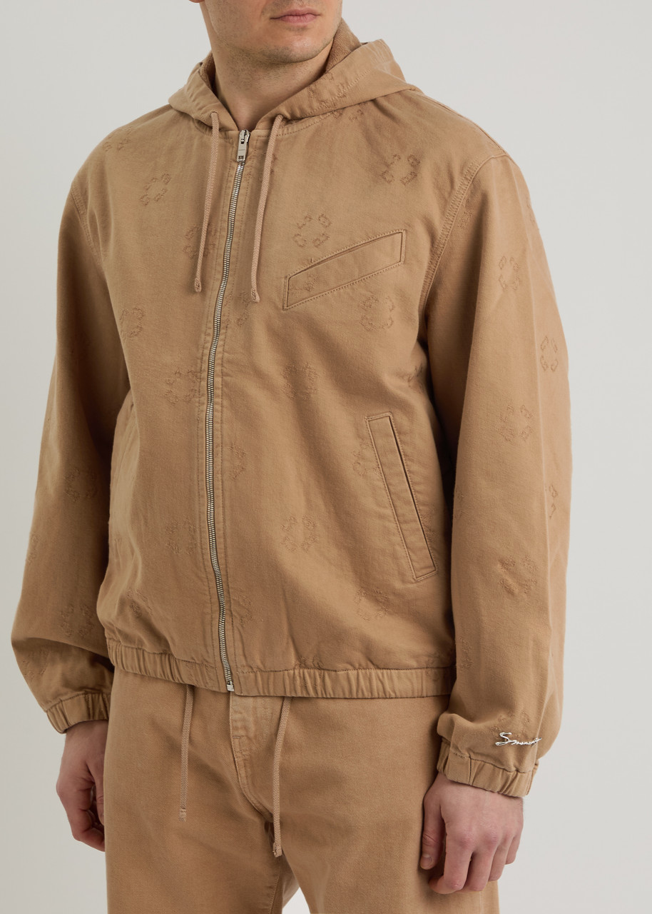 Givenchy Reversible Zipped Hoodie In Monogram 72 Jacquard In Beige