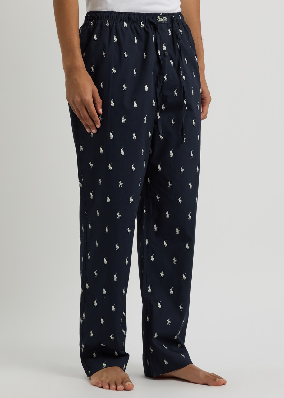 Polo Ralph Lauren Logo Cotton-poplin Pyjama Trousers In Navy