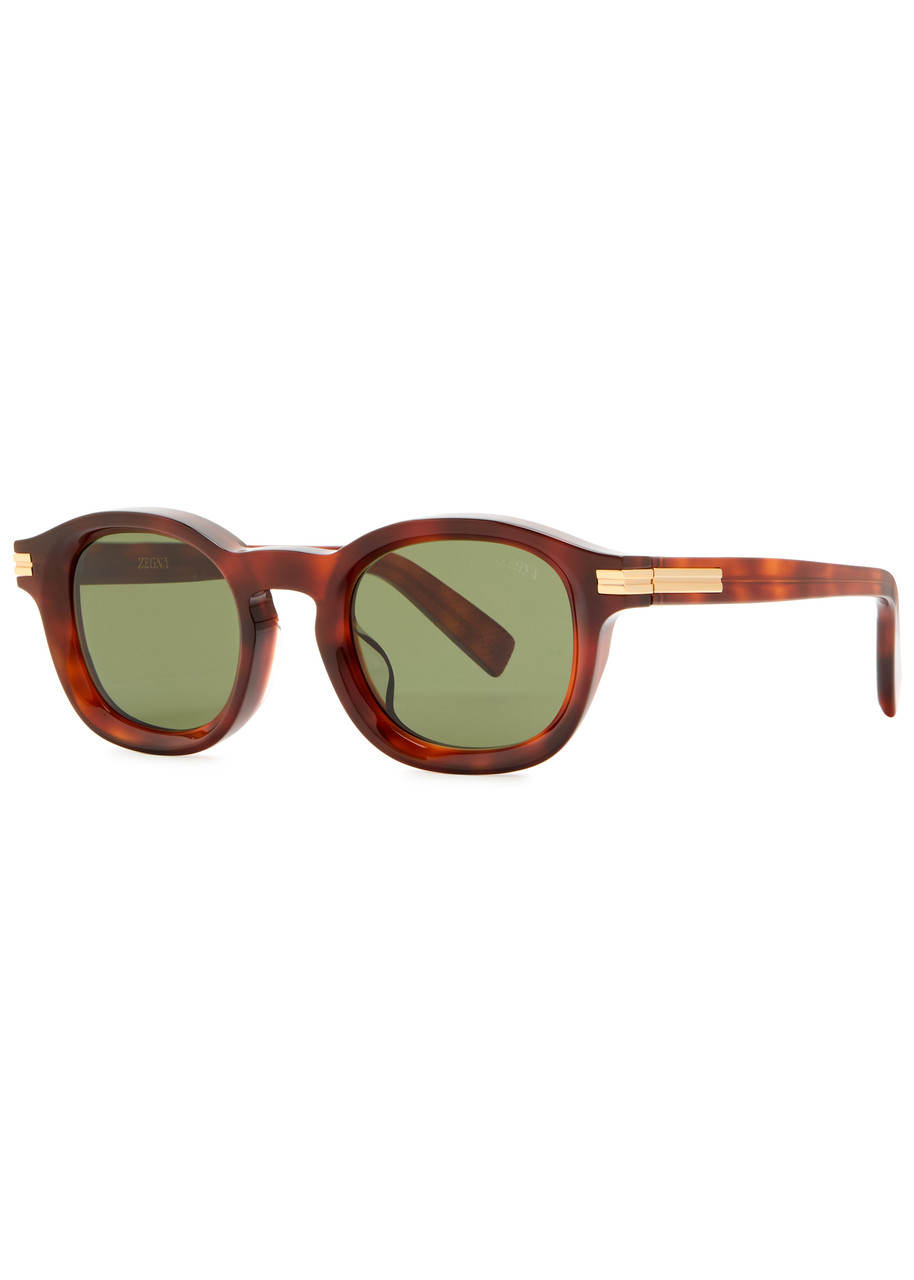 Zegna Round-frame Sunglasses - Brown Havana - One Size