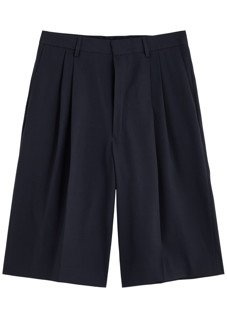 Dries Van Noten Wool Panrom Bermuda Shorts In Blue