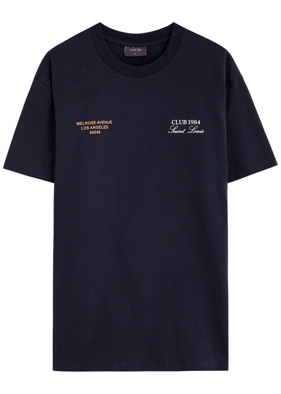 Club 1984 Melrose Printed Cotton T-shirt In Navy