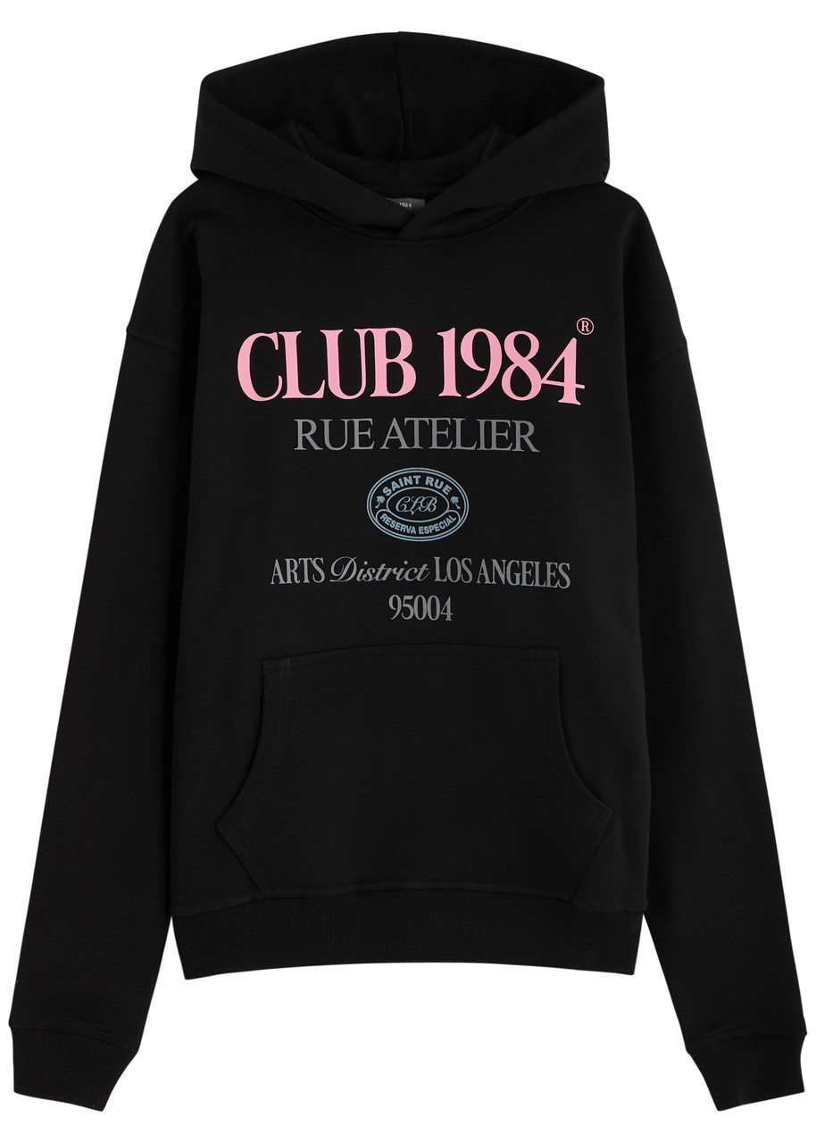 Club 1984 Art District Hooded Cotton Sweatshirt In Black