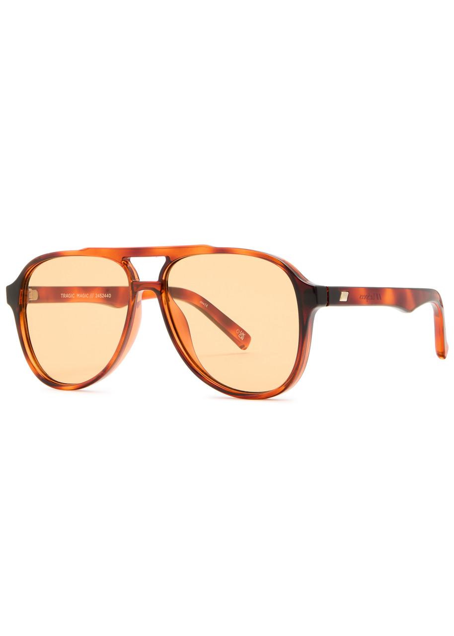 LE Specs Tragic Magic Aviator-style Sunglasses - Brown Havana - One Size
