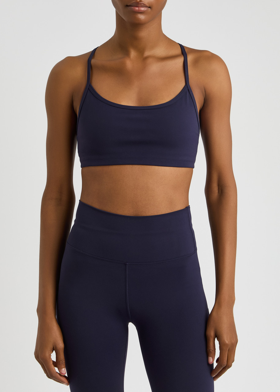 Vuori All The Feels Stretch-nylon Soft-cup Bra In Navy