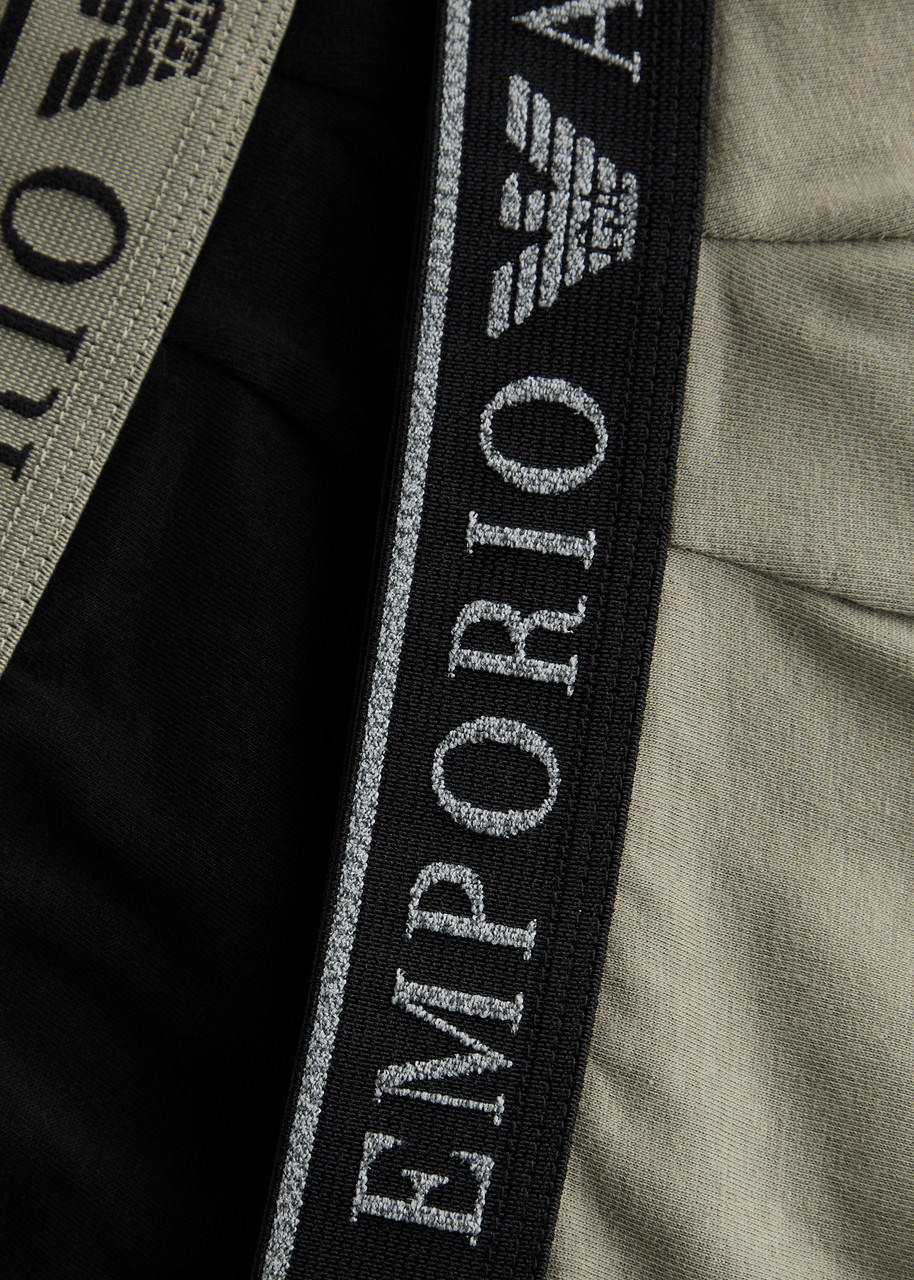 Emporio Armani Logo-jacquard Stretch-cotton Boxers In Khaki