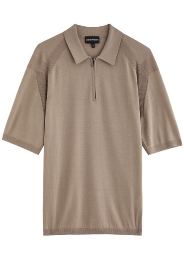 EMPORIO ARMANI Half-zip jersey-knit polo shirt | Harvey Nichols
