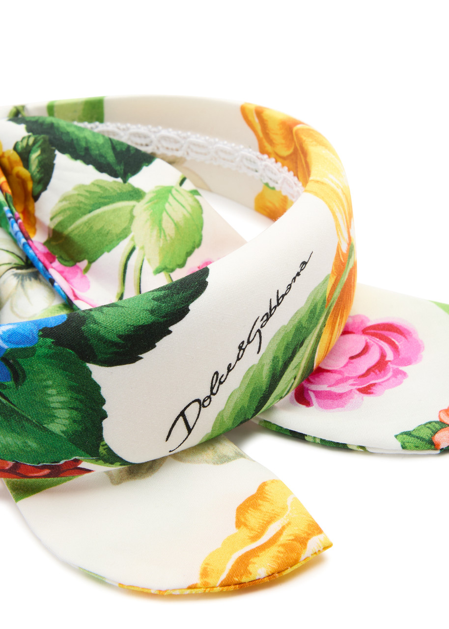 Dolce & Gabbana Kids Floral-print Cotton Tie Headband In Multicoloured