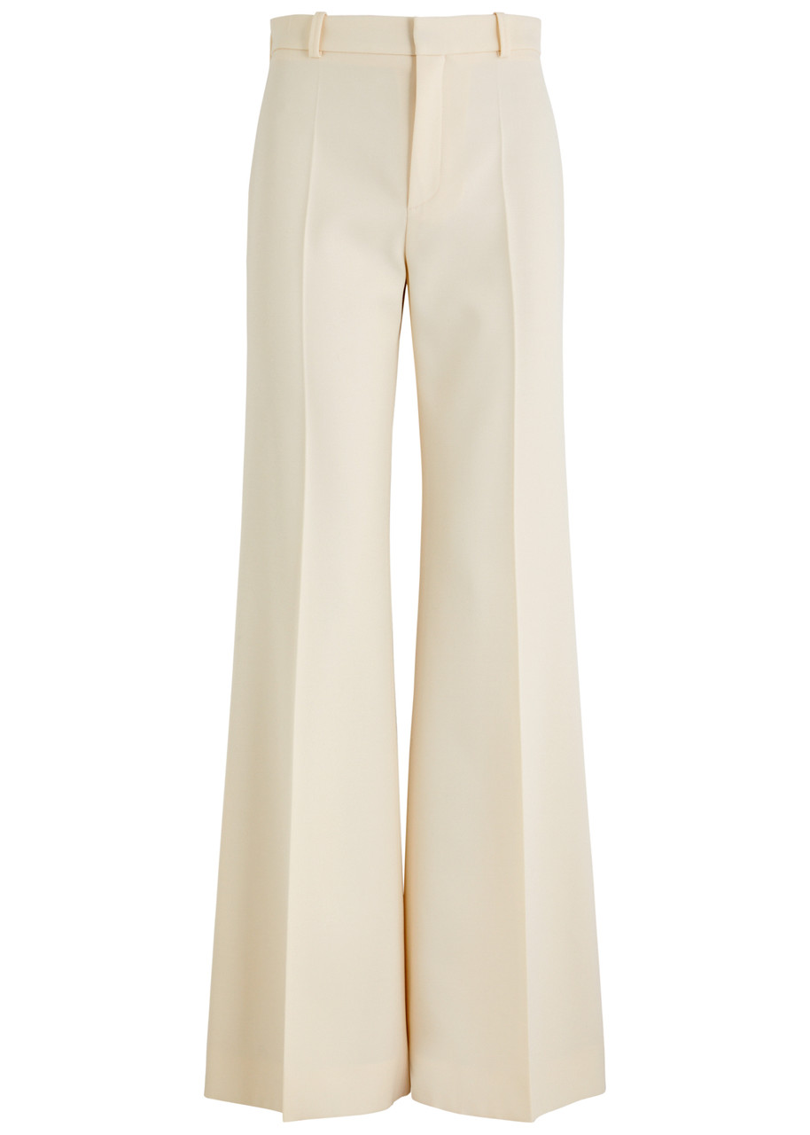Chloé Chloe Flared-leg Canvas Trousers In Neutral