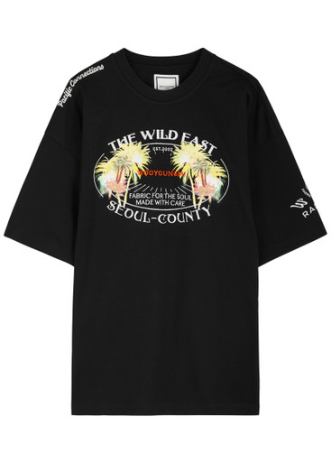 【関税込み】WOOYOUNGMI ブラック Line Embroidery Tシャツ Black Line Embroidery T-shirt by WOOYOUNGMI on Sale