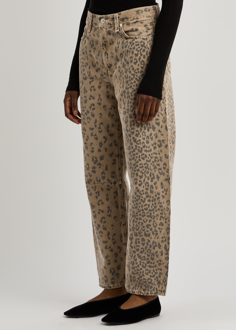Citizens Of Humanity Relaxed Barrel Leg Silhouette Jeans In Natural Cheetah In Brown