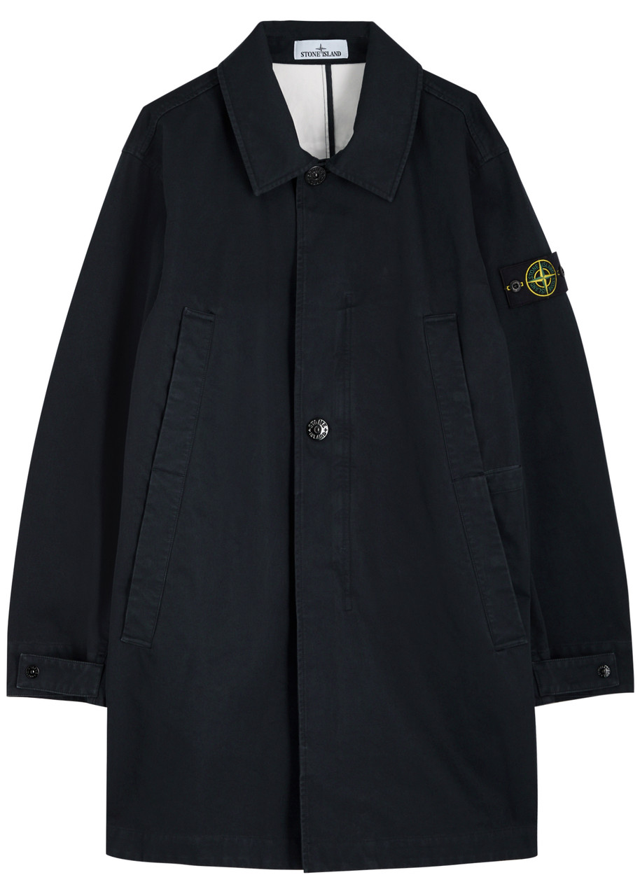 Stone Island Raso Gommato 3L Cotton-poplin Coat - Navy - XL