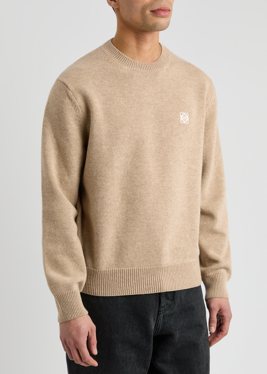  Loewe Anagram-embroidered Wool Jumper - Beige - Xl 