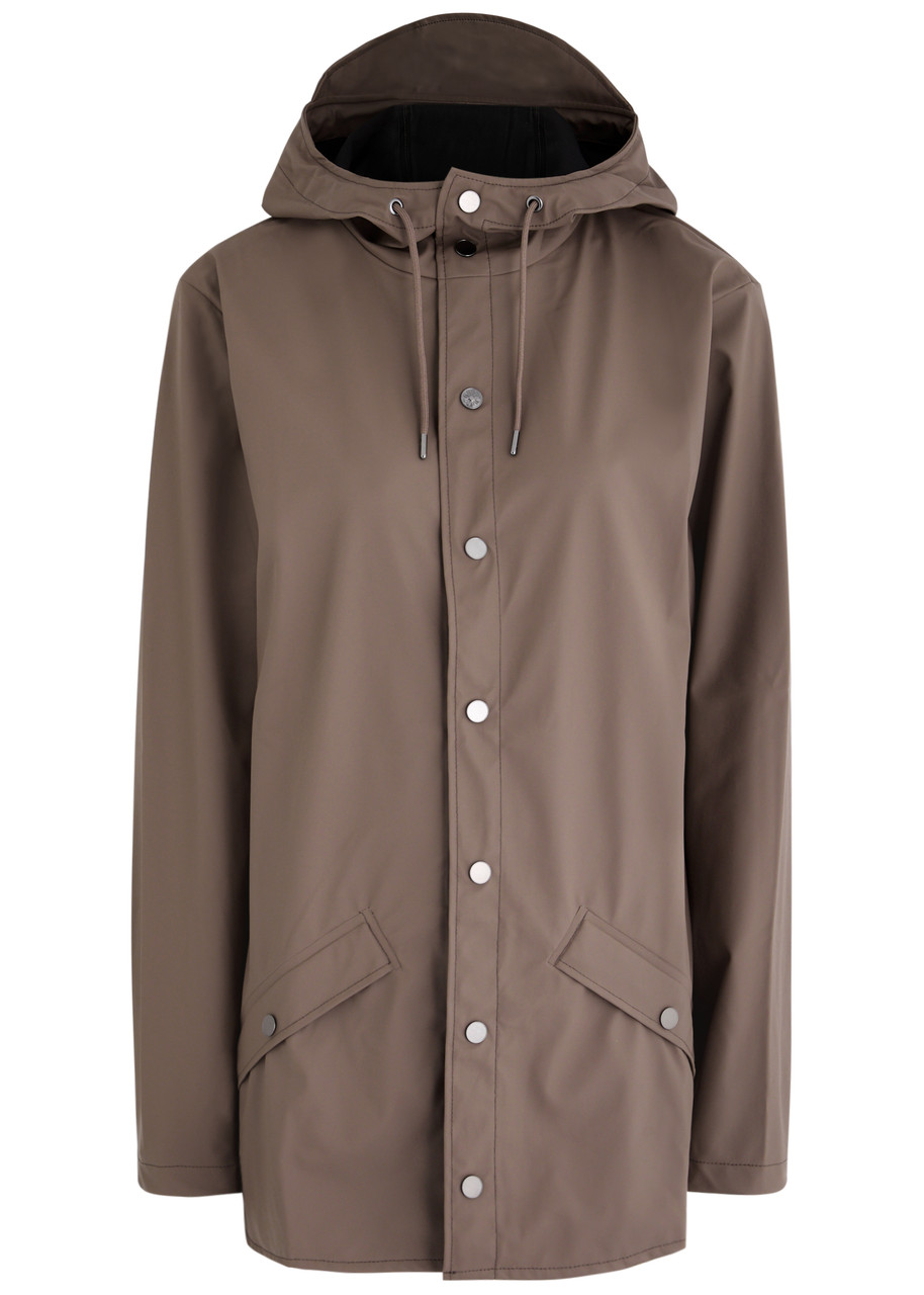 Rains Hooded Rubberised Jacket - Chocolate - M (UK12 / M)