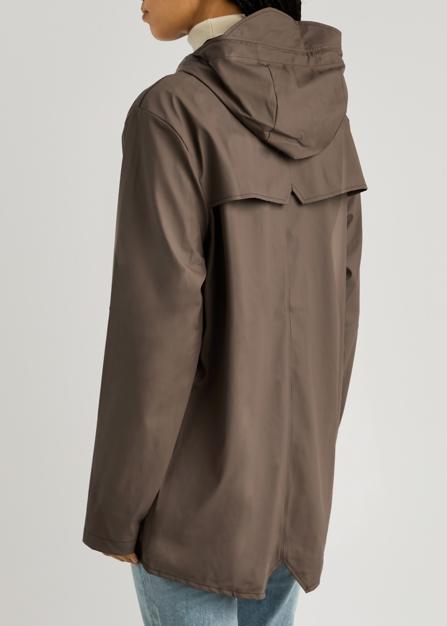  Rains Hooded Rubberised Jacket - Chocolate - Xs (uk6 / Xs) 