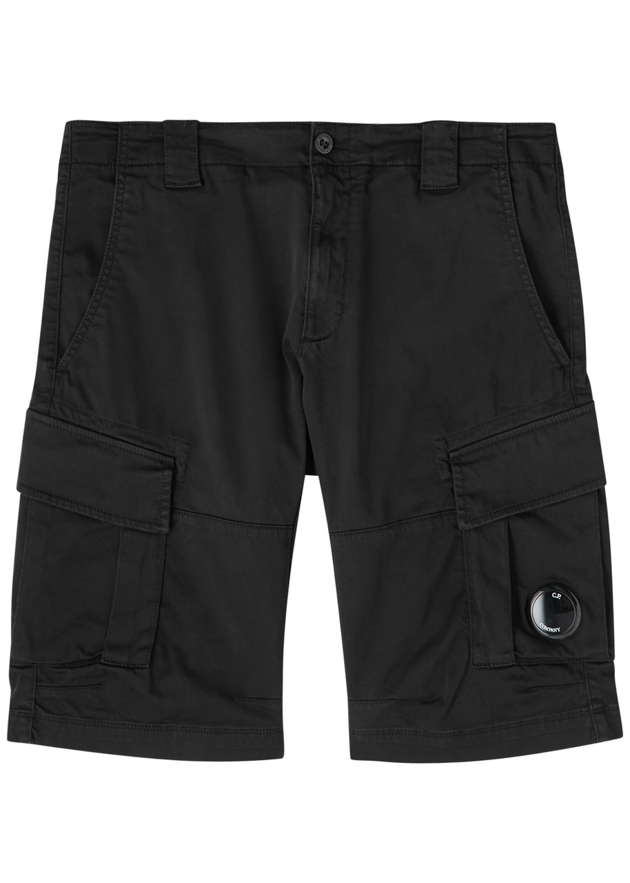 C.p. Company C.p.company Logo Cargo Shorts In Black