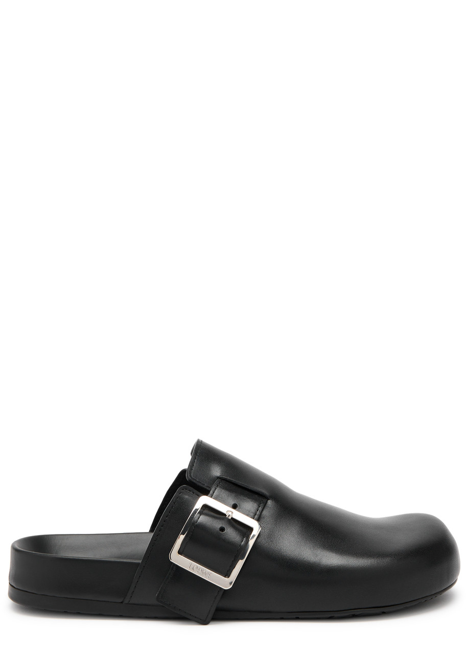Loewe Ease Buckle Brushed Leather Clogs In Black