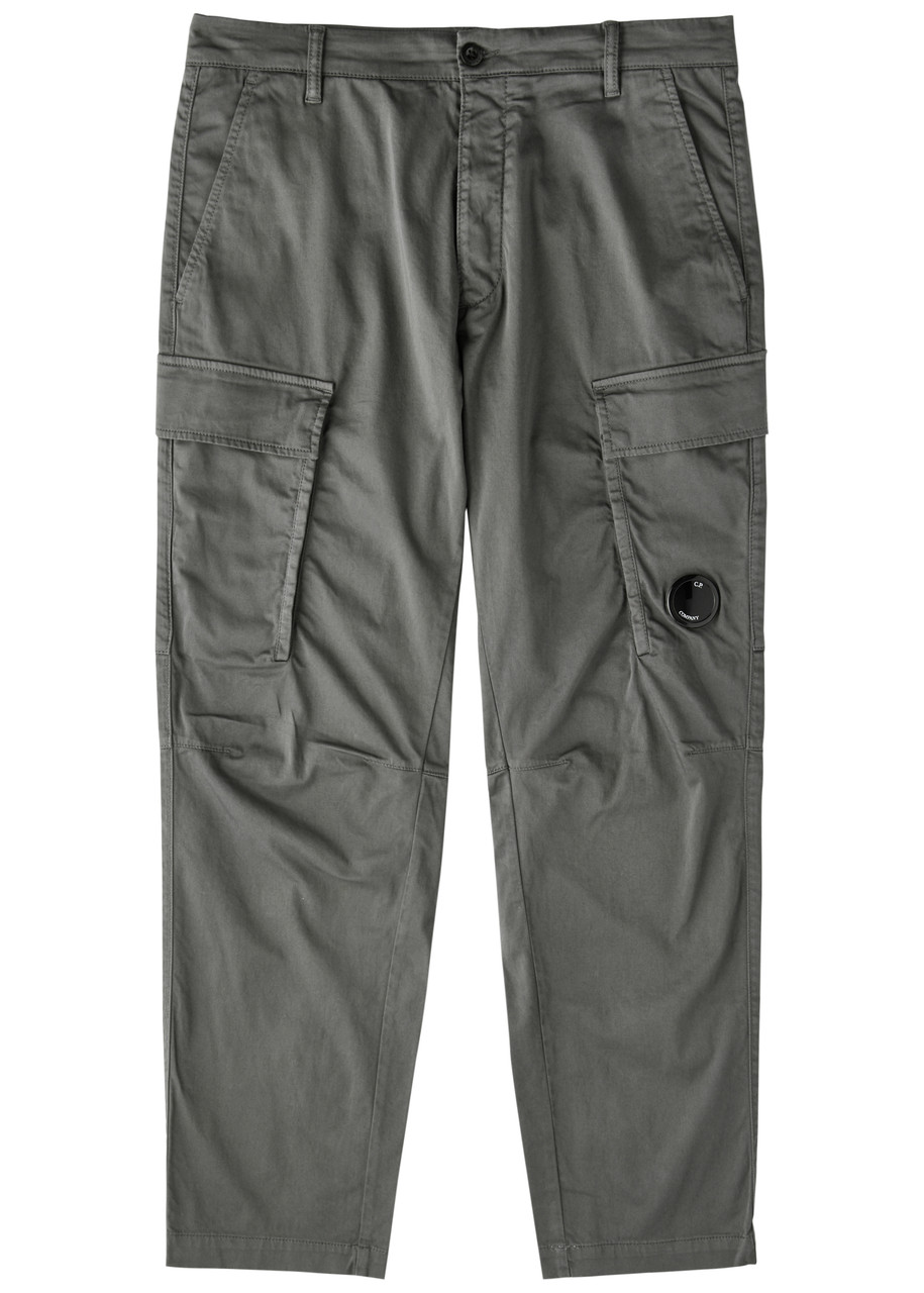 C.p. Company Straight-leg Stretch-cotton Cargo Trousers In Grey