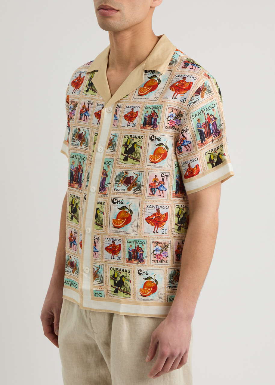  Che Estampillas Printed Linen Shirt - Multicoloured - L 