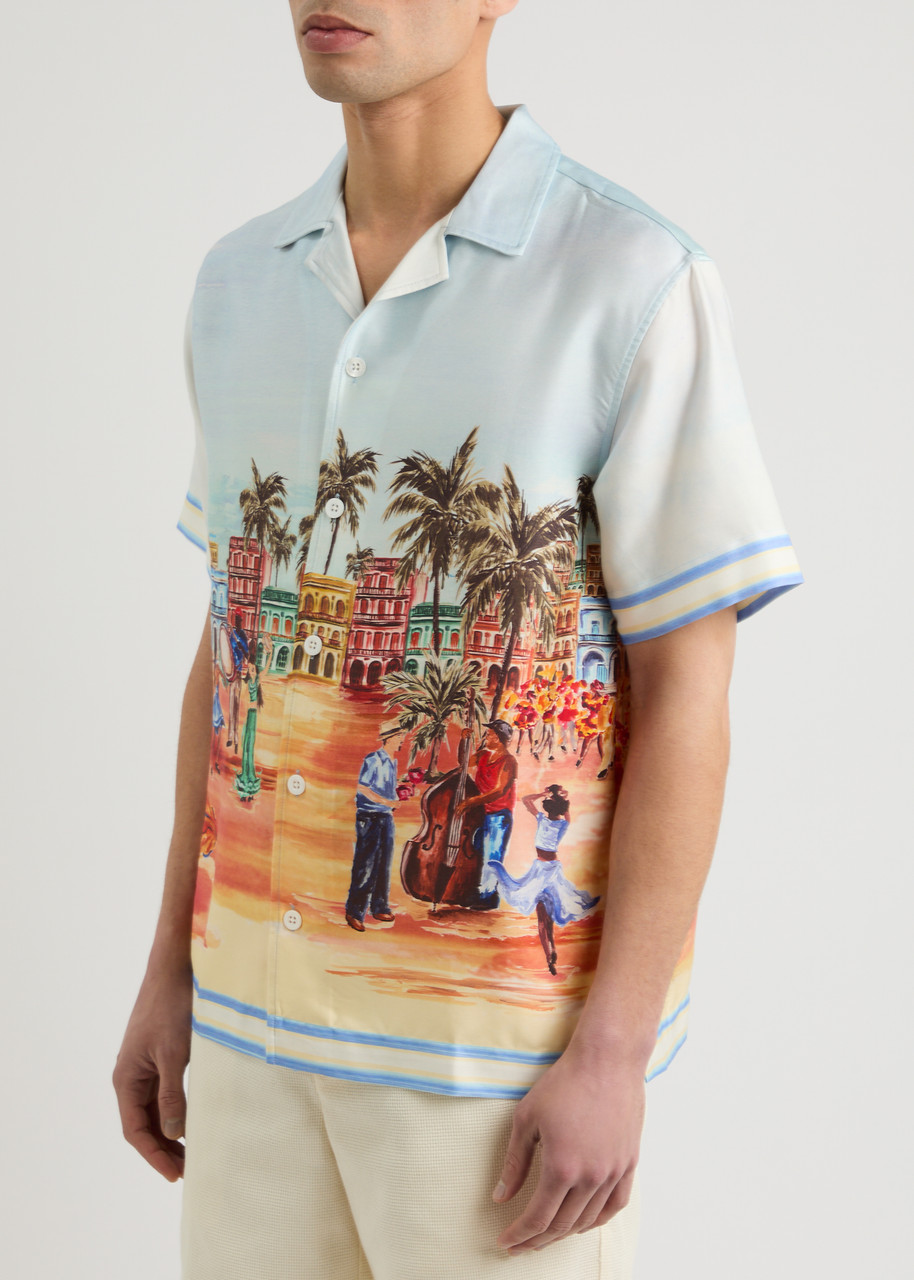  Che Santiago Printed Satin Shirt - Multicoloured - M 