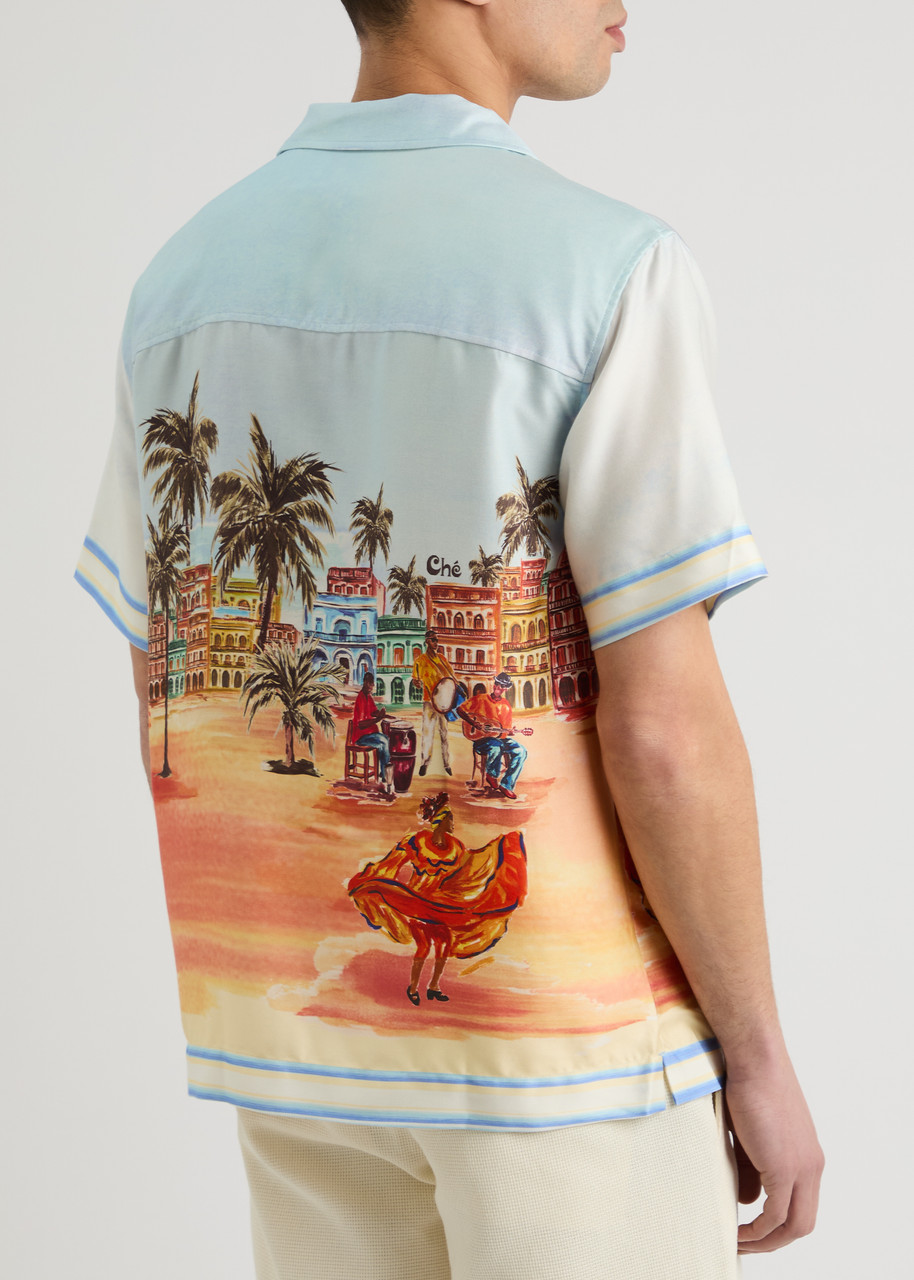  Che Santiago Printed Satin Shirt - Multicoloured - M 