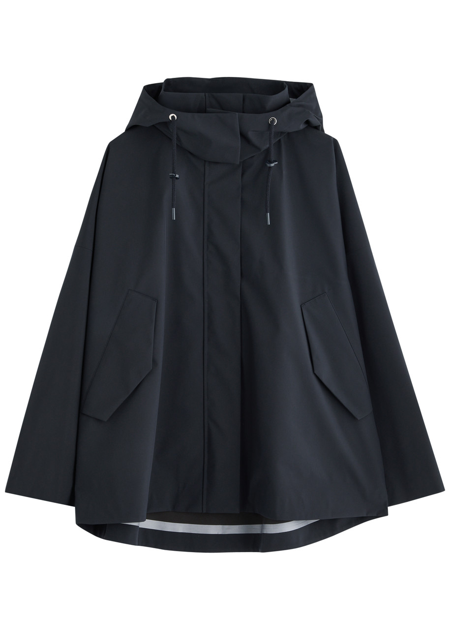 Mm Preston Hooded Rubberised Coat In Navy