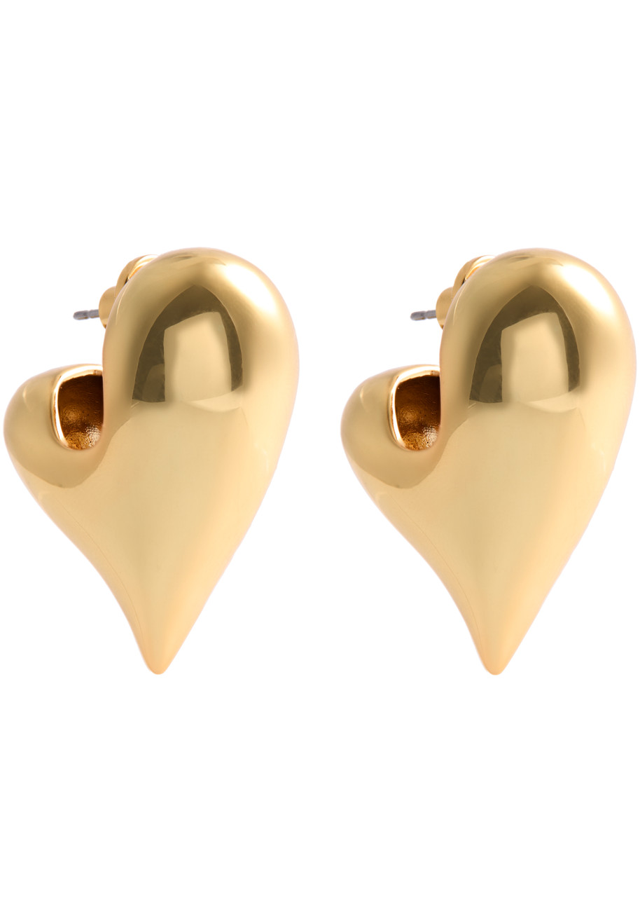 Jenny Bird Art Heart Puff 14kt Gold-dipped Hoop Earrings In Gold