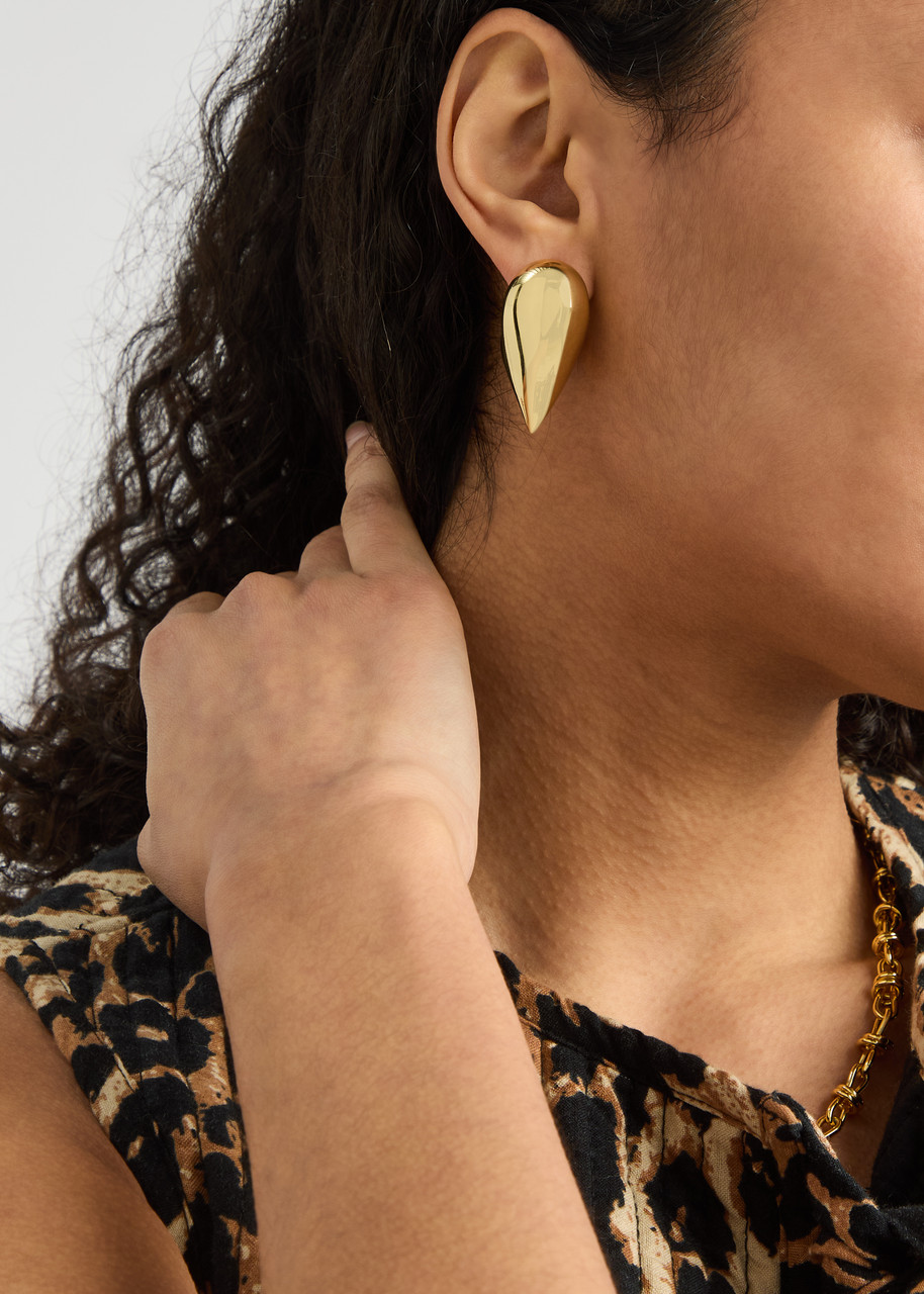 Jenny Bird Art Heart Puff 14kt Gold-dipped Hoop Earrings In Gold