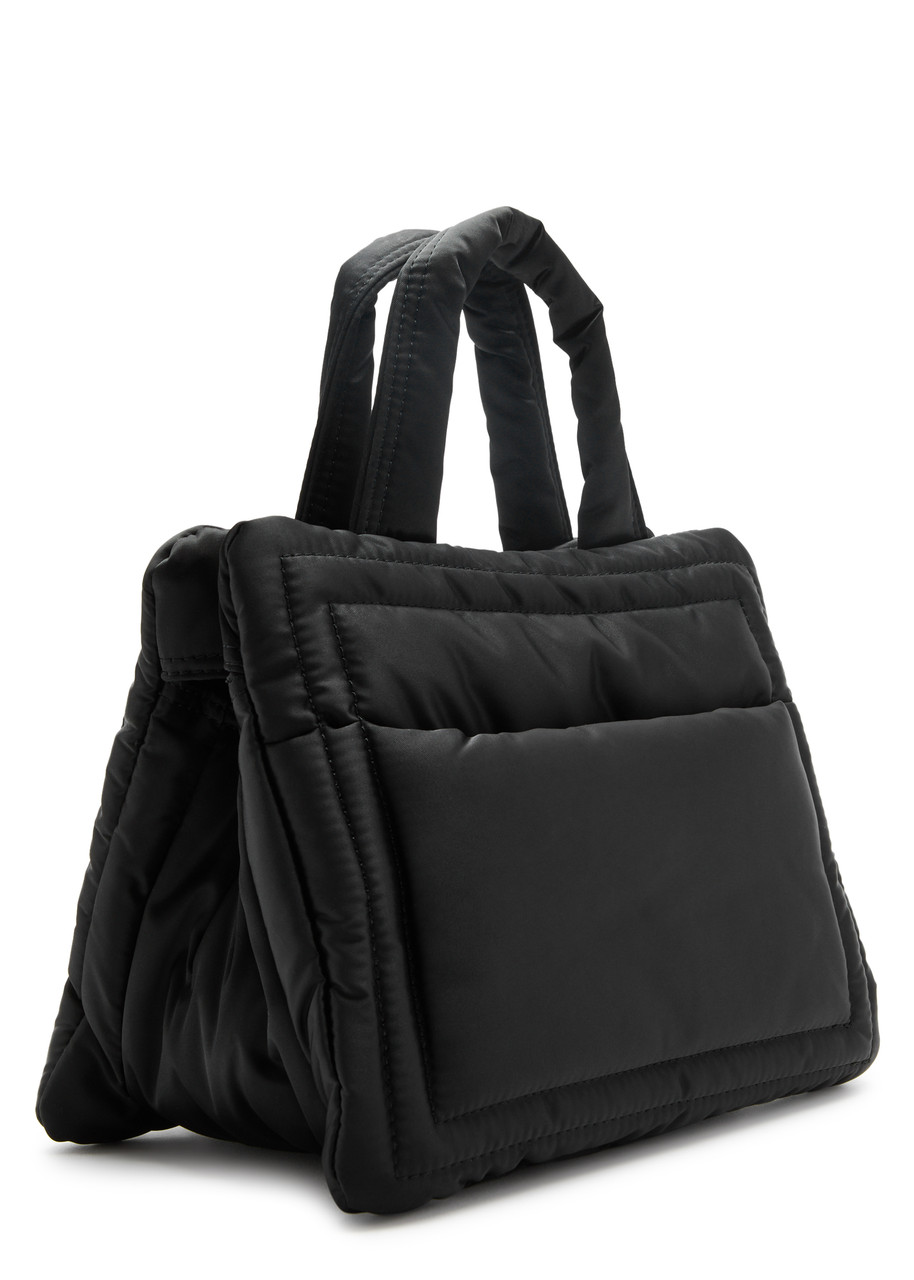 Vivienne Westwood Margaret Small Orb-embroidered Nylon Top Handle Bag In Black