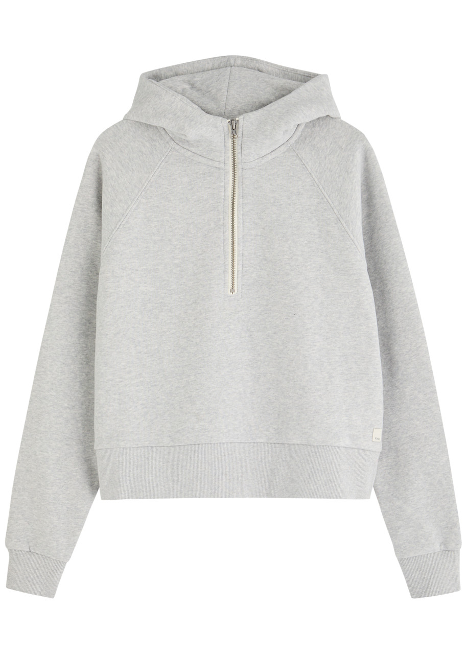 Vuori Restore Half-zip Hooded Jersey Sweatshirt In Light Grey