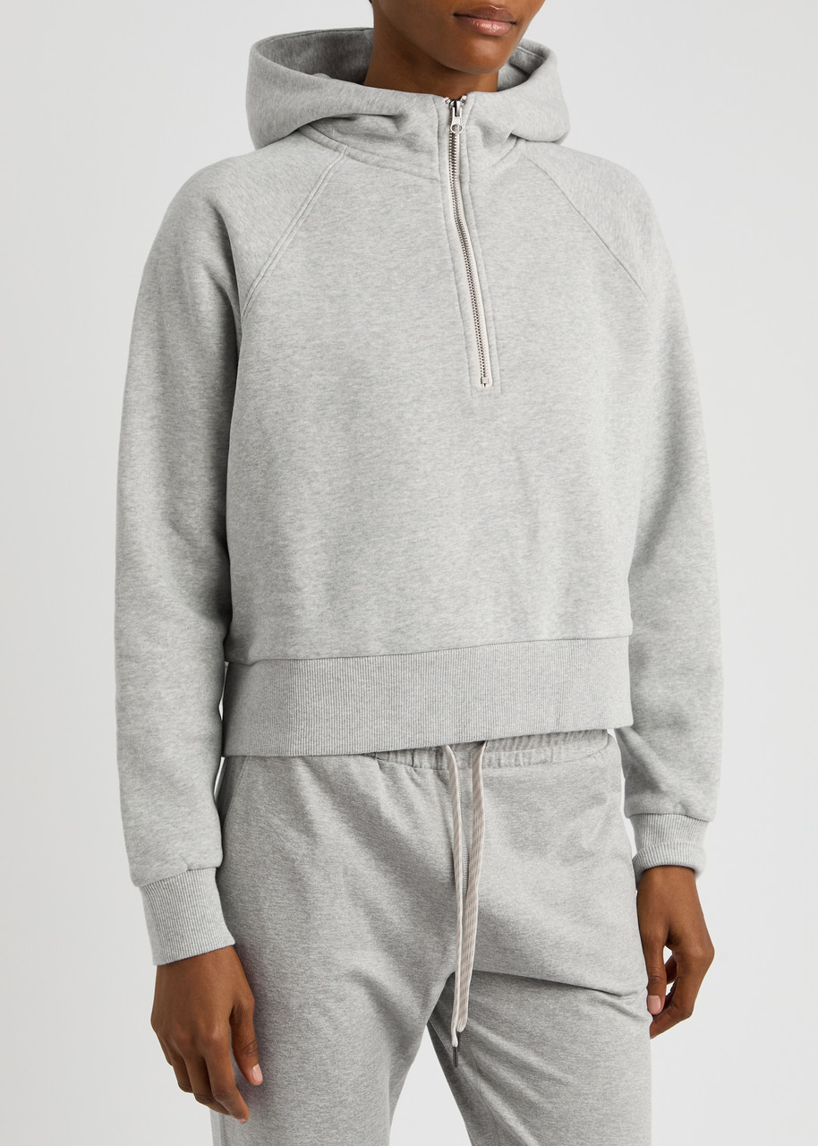 Vuori Restore Half-zip Hooded Jersey Sweatshirt In Light Grey