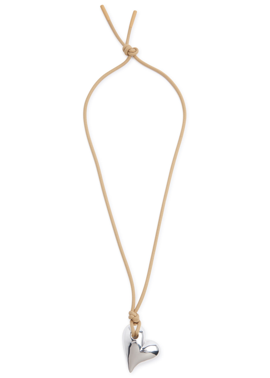 Jenny Bird Art Heart On A String Cord Necklace In Silver