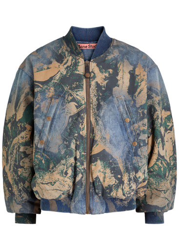 ACNE STUDIOS Printed padded denim bomber jacket | Harvey Nichols
