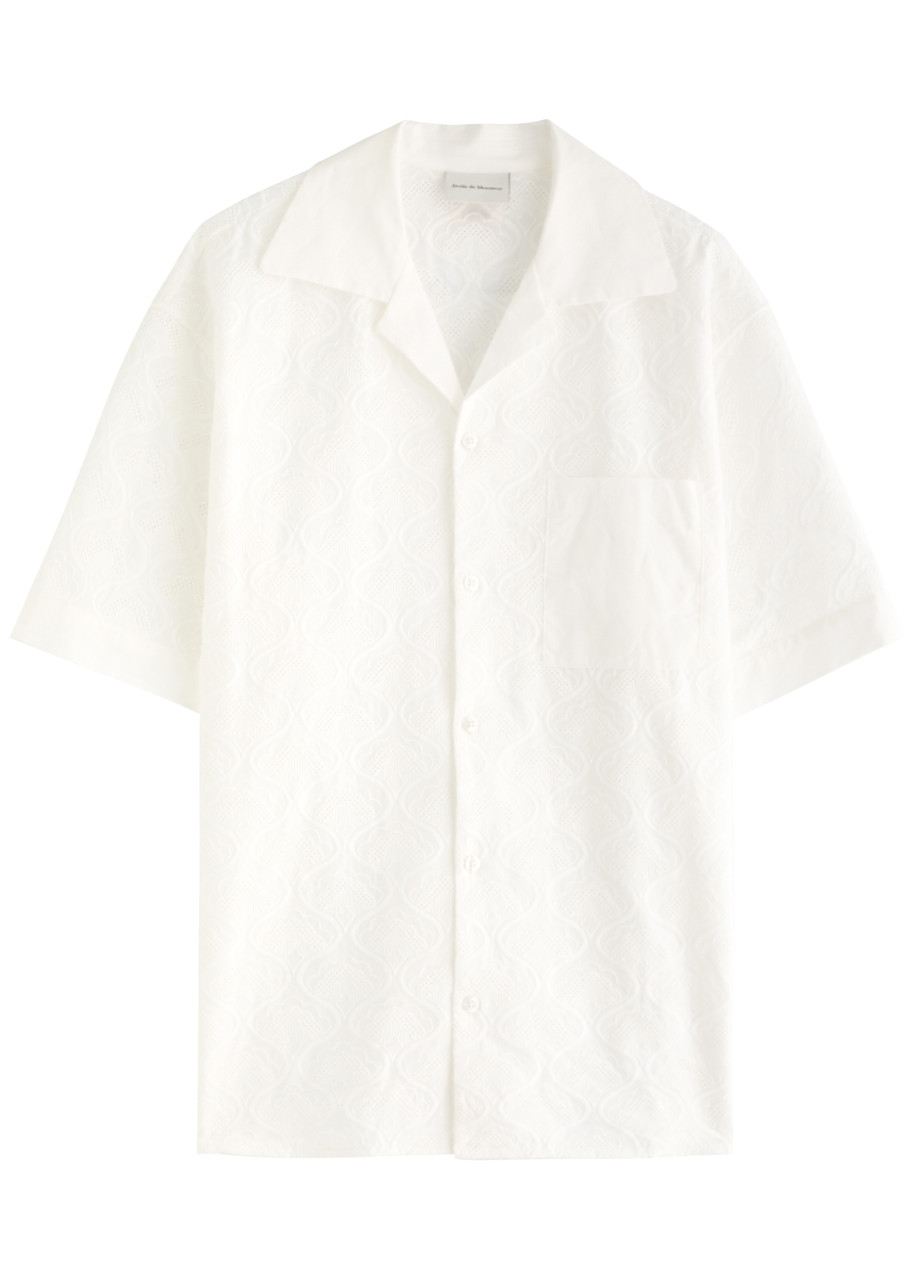 Drôle De Monsieur La Chemise Brodée Embroidered Cotton Shirt In White