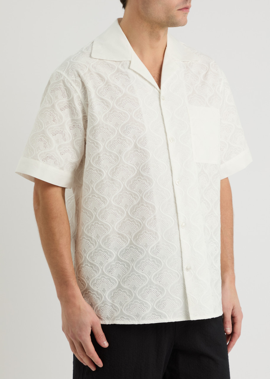 Drôle De Monsieur La Chemise Brodée Embroidered Cotton Shirt In White