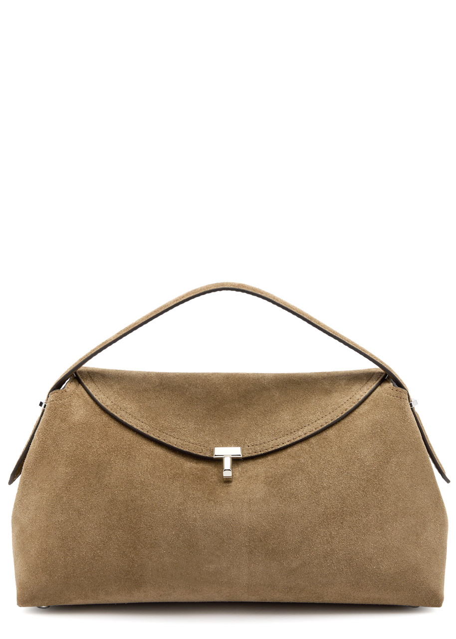 Totême Toteme T-lock Suede Top Handle Bags In Brown