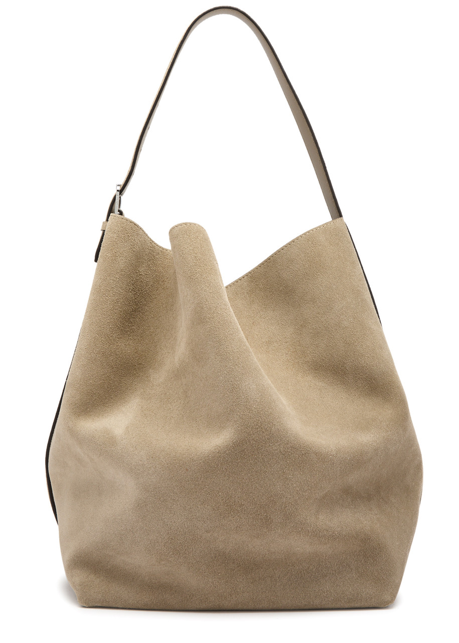 Totême Toteme Belted Suede Tote In Taupe