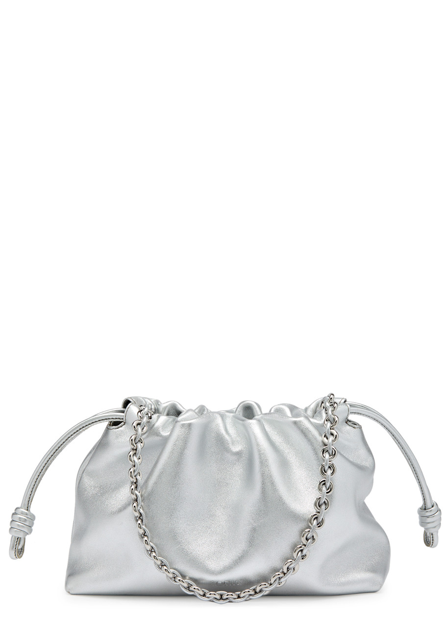 Loewe Flamenco Medium Metallic Leather Clutch