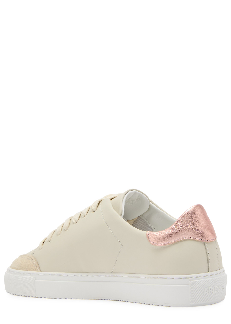 Axel Arigato Round Toe Leather Sneakers With Metallic Accent In Off White
