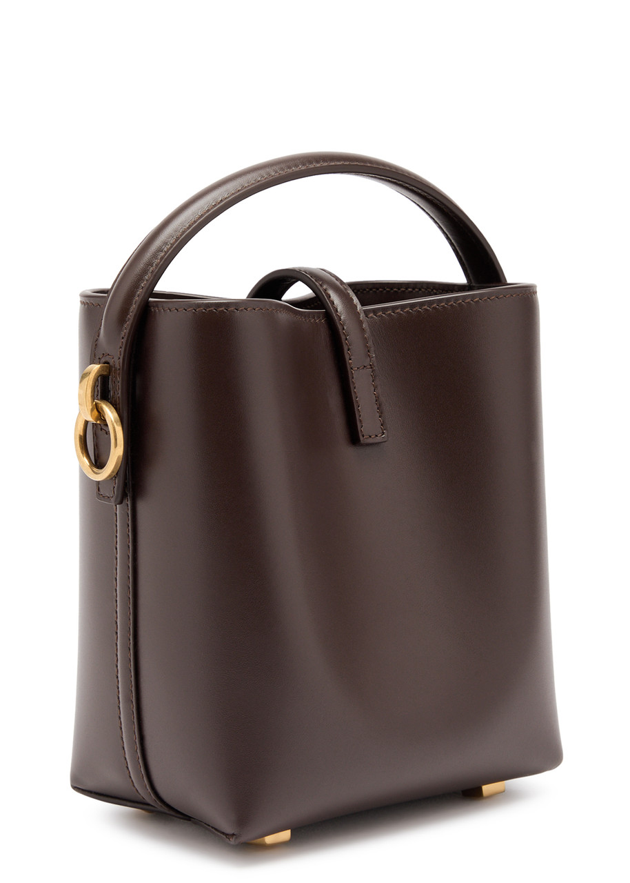 Saint Laurent Le 37 Mini Leather Bucket Bag In Chocolate