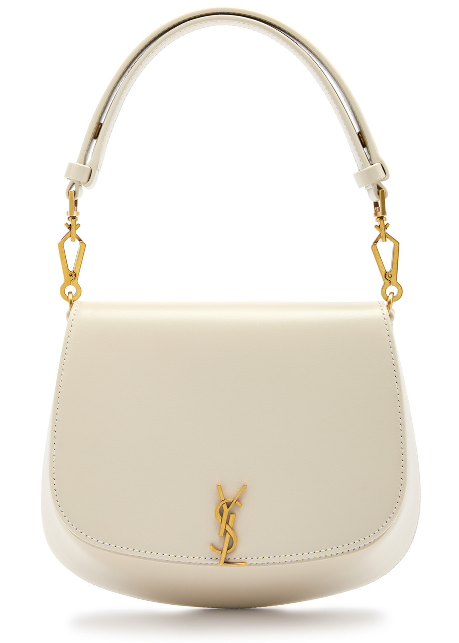 Saint Laurent Voltaire Leather Top Handle Bag In White