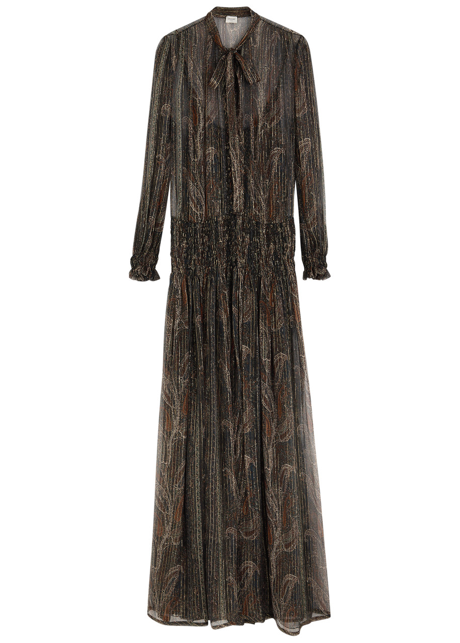 Saint Laurent Paisley-print Silk-blend Chiffon Maxi Dress - Multicoloured 1 - 38 (UK10 / S)
