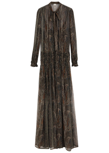 SAINT LAURENT Paisley-print silk-blend chiffon maxi dress | Harvey
