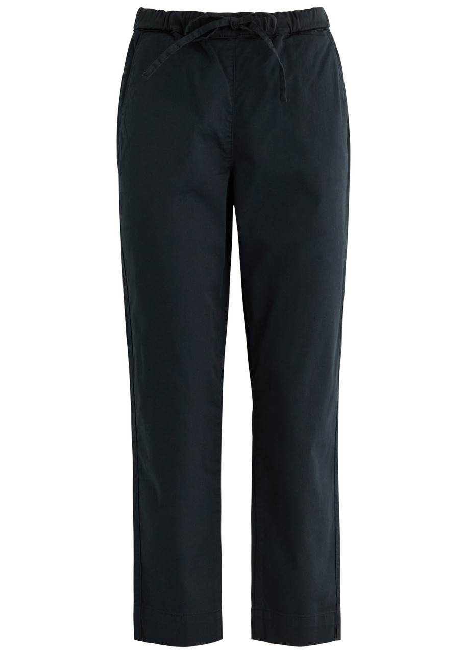 Mm Mara Stretch Cotton Drawstring Ankle Pants In Navy