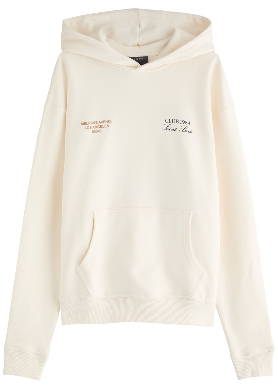 Club 1984 Melrose Hooded Cotton Sweatshirt In Off White