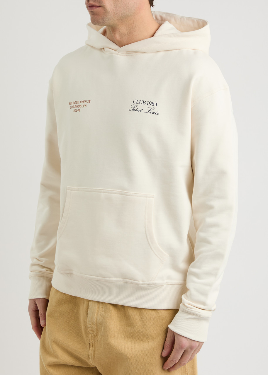 Club 1984 Melrose Hooded Cotton Sweatshirt In Off White