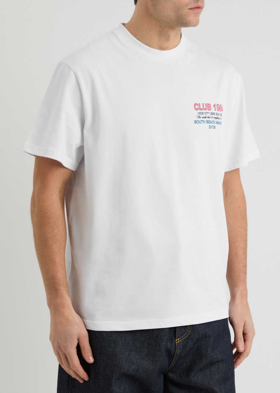 Club 1984 Live Fast Printed Cotton T-shirt In White