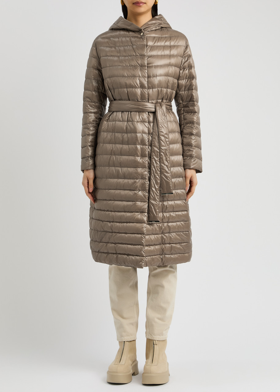 Herno Hooded Quilted Shell Jacket In Taupe