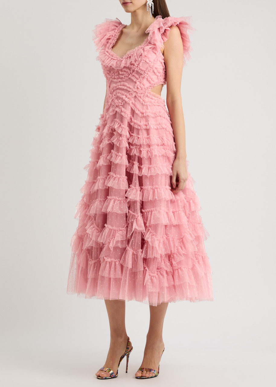  Needle & Thread Lola Ruffled Tulle Gown - Pink - 16 (uk16 / Xl) 